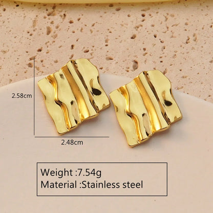 1 Pair Modern Style Geometric Flower Stamping 304 Stainless Steel Imitation Gold  Drop Earrings Ear Studs