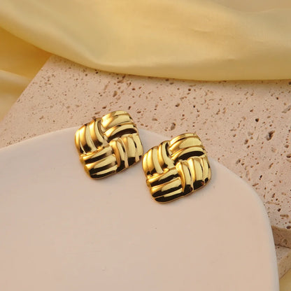 1 Pair Modern Style Geometric Flower Stamping 304 Stainless Steel Imitation Gold  Drop Earrings Ear Studs