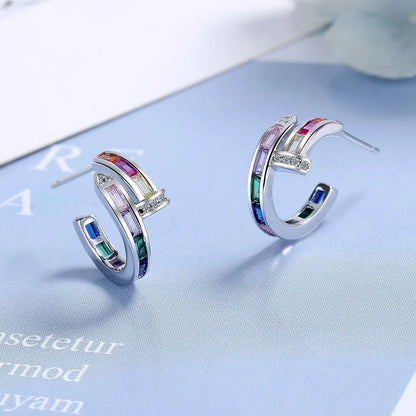 1 Pair Modern Style Geometric Plating Inlay Copper Zircon Earrings