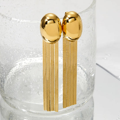 1 Pair Modern Style Geometric Solid Color Tassel 304 Stainless Steel No Inlaid 16K Gold Plated White Gold Plated Gold Plated Drop Earrings