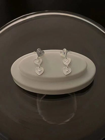 1 Pair Modern Style Heart Shape Plating Sterling Silver Drop Earrings