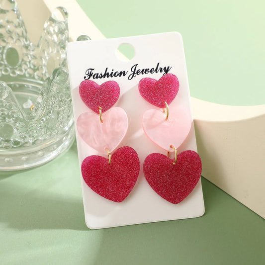 1 Pair Modern Style Heart Shape Polishing Alloy Drop Earrings