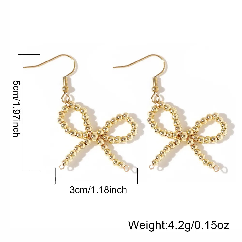 1 Pair Modern Style Korean Style Geometric Bow Knot Copper Drop Earrings