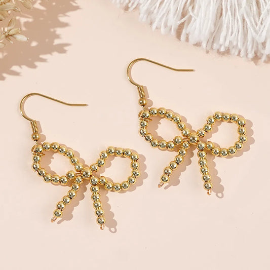 1 Pair Modern Style Korean Style Geometric Bow Knot Copper Drop Earrings