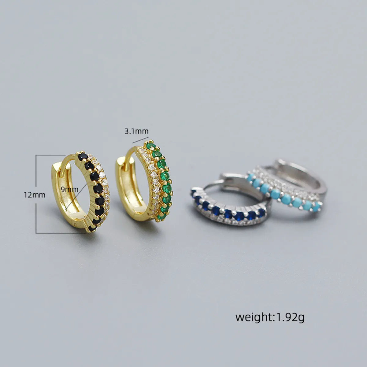 1 Pair Modern Style Korean Style Geometric Plating Inlay Sterling Silver Zircon Hoop Earrings