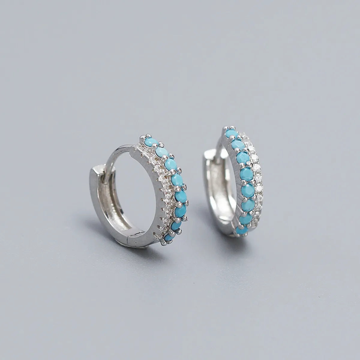 1 Pair Modern Style Korean Style Geometric Plating Inlay Sterling Silver Zircon Hoop Earrings