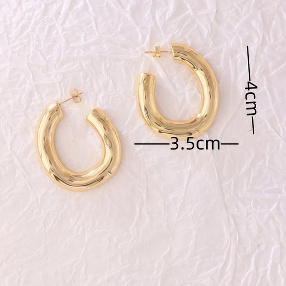 1 Pair Modern Style Oversized Circle Solid Color 304 Stainless Steel Brass 18K Gold Plated Earrings