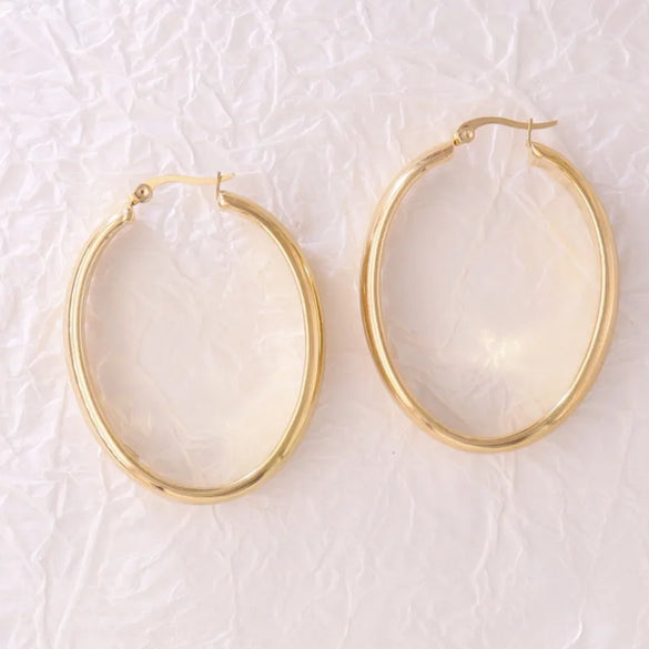 1 Pair Modern Style Oversized Circle Solid Color 304 Stainless Steel Brass 18K Gold Plated Earrings