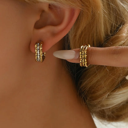 1 Pair Modern Style Pastoral Geometric Braid Stainless Steel 18K Gold Plated Ear Studs