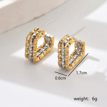 1 Pair Modern Style Pastoral Geometric Braid Stainless Steel 18K Gold Plated Ear Studs