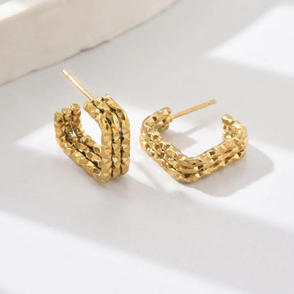 1 Pair Modern Style Pastoral Geometric Braid Stainless Steel 18K Gold Plated Ear Studs