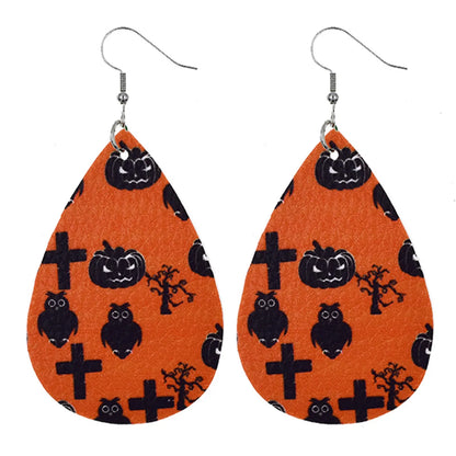 1 Pair Modern Style Pumpkin Pu Leather Drop Earrings