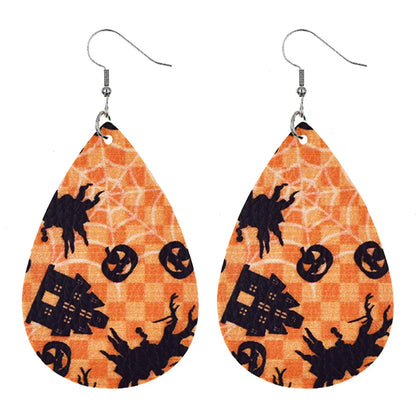 1 Pair Modern Style Pumpkin Pu Leather Drop Earrings