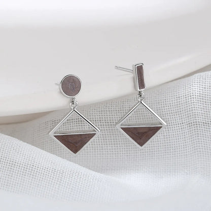 1 Pair Modern Style Rhombus Copper Epoxy Drop Earrings