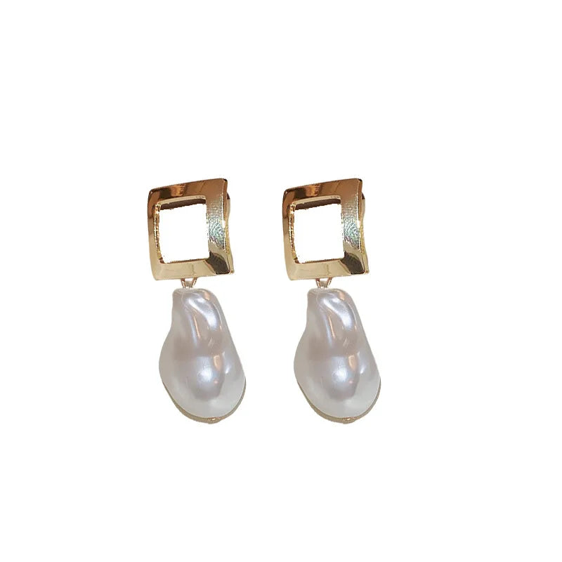 1 Pair Modern Style Rhombus Imitation Pearl Alloy Drop Earrings Earrings