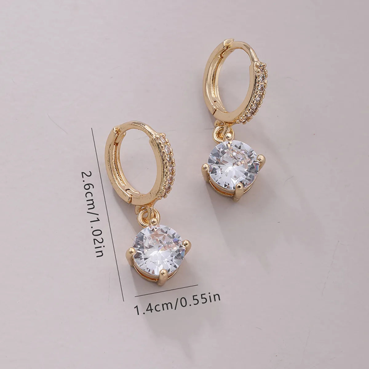 1 Pair Modern Style Round Inlay Copper Zircon Drop Earrings