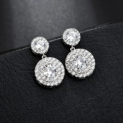 1 Pair Modern Style Round Plating Inlay Copper Zircon Gold Plated Drop Earrings