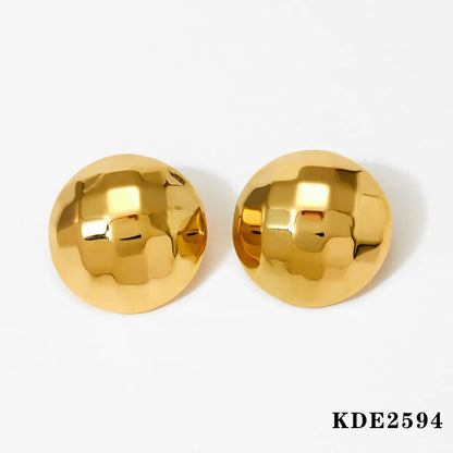 1 Pair Modern Style Round Solid Color 304 Stainless Steel No Inlaid 16K Gold Plated White Gold Plated Gold Plated Ear Studs