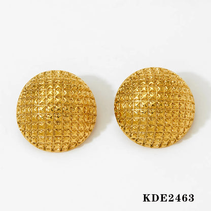 1 Pair Modern Style Round Solid Color 304 Stainless Steel No Inlaid 16K Gold Plated White Gold Plated Gold Plated Ear Studs