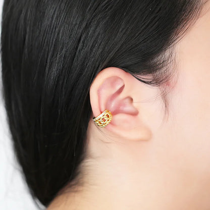 1 Pair Modern Style Simple Style C Shape Heart Shape Flower Plating Inlay Copper Zircon 18K Gold Plated Ear Cuffs