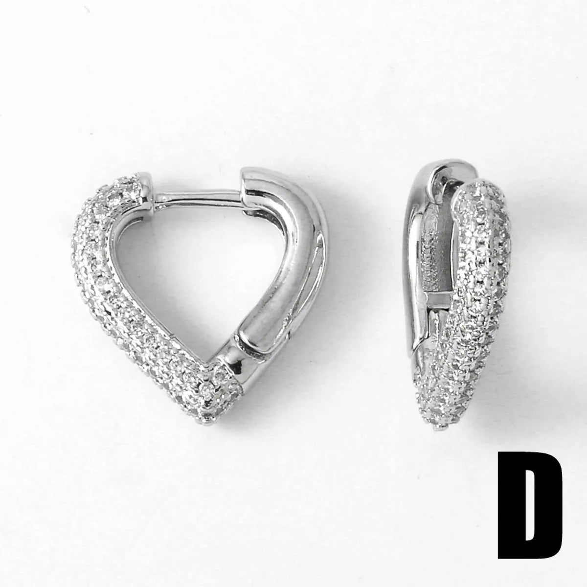 1 Pair Modern Style Simple Style C Shape Heart Shape Plating Inlay Copper Zircon 18K Gold Plated Earrings Ear Studs