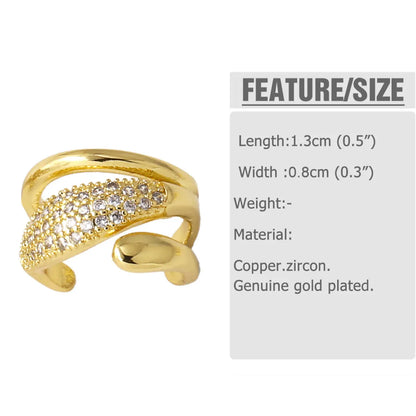 1 Pair Modern Style Simple Style C Shape Plating Inlay Copper Zircon 18K Gold Plated Ear Cuffs