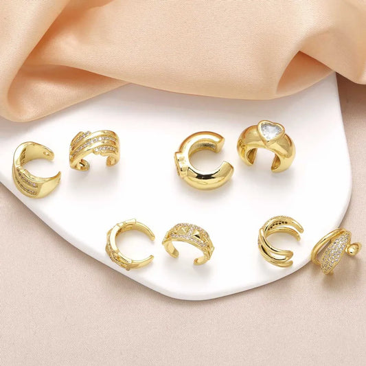 1 Pair Modern Style Simple Style C Shape Plating Inlay Copper Zircon 18K Gold Plated Ear Cuffs