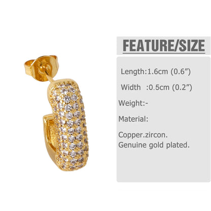 1 Pair Modern Style Simple Style C Shape Plating Inlay Copper Zircon 18K Gold Plated Ear Studs