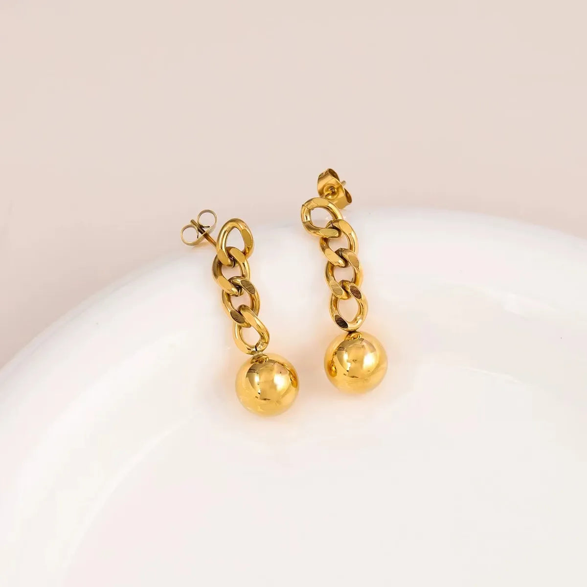 1 Pair Modern Style Simple Style Chain 304 Stainless Steel 18K Gold Plated Drop Earrings