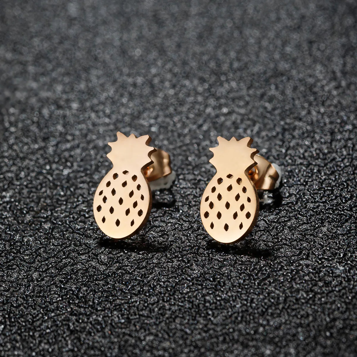 1 Pair Modern Style Simple Style Classic Style Animal Heart Shape Pineapple Plating 304 Stainless Steel 18K Gold Plated Ear Studs