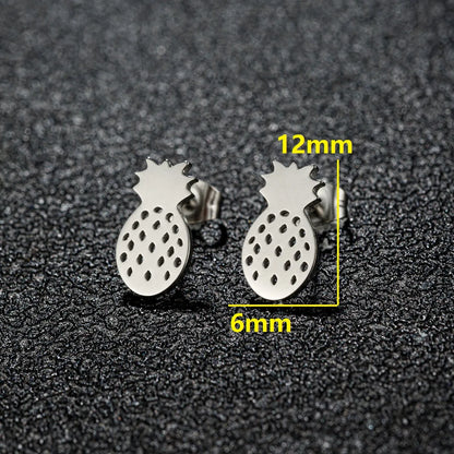 1 Pair Modern Style Simple Style Classic Style Animal Heart Shape Pineapple Plating 304 Stainless Steel 18K Gold Plated Ear Studs