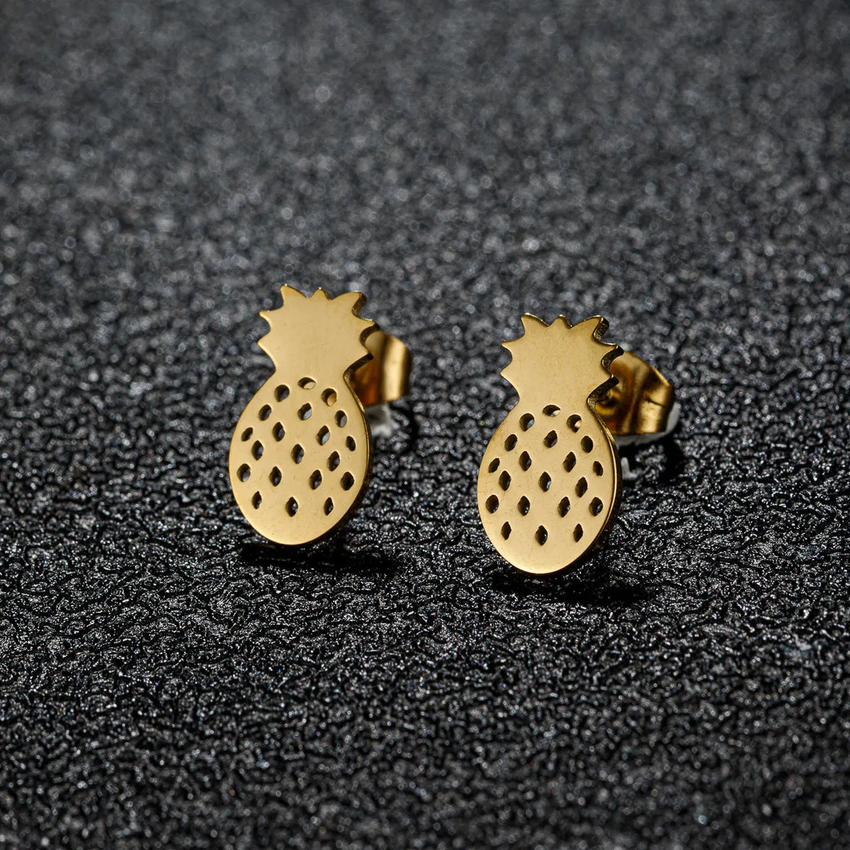 1 Pair Modern Style Simple Style Classic Style Animal Heart Shape Pineapple Plating 304 Stainless Steel 18K Gold Plated Ear Studs