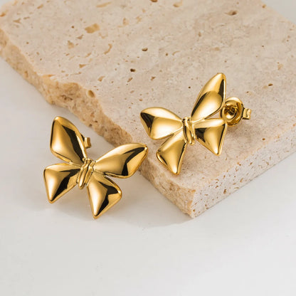 1 Pair Modern Style Simple Style Classic Style Butterfly Plating 304 Stainless Steel 18K Gold Plated Ear Studs