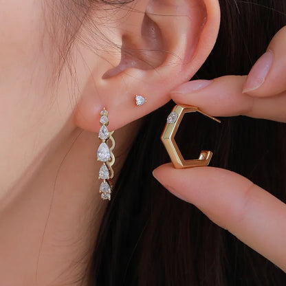 1 Pair Modern Style Simple Style Classic Style C Shape Plating Inlay Copper Artificial Gemstones Ear Studs