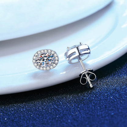 1 Pair Modern Style Simple Style Classic Style Geometric Inlay Sterling Silver Zircon White Gold Plated Ear Studs