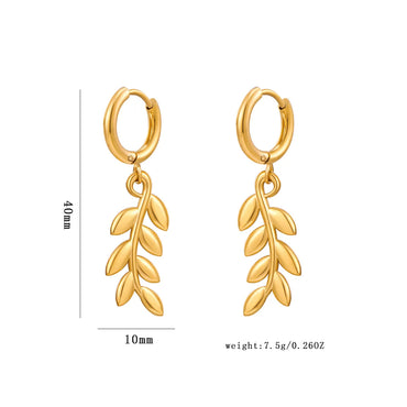 1 Pair Modern Style Simple Style Classic Style Grain Plating 304 Stainless Steel 18K Gold Plated Drop Earrings