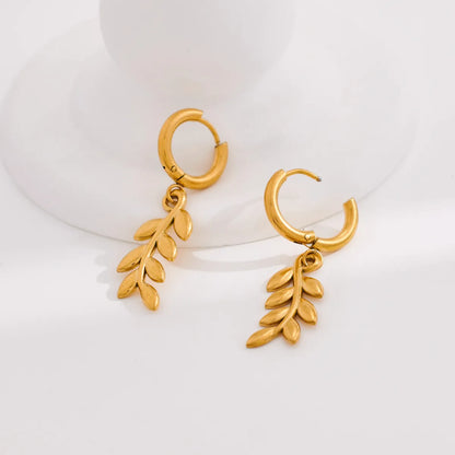 1 Pair Modern Style Simple Style Classic Style Grain Plating 304 Stainless Steel 18K Gold Plated Drop Earrings