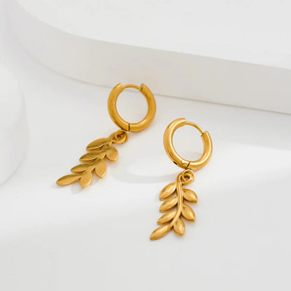 1 Pair Modern Style Simple Style Classic Style Grain Plating 304 Stainless Steel 18K Gold Plated Drop Earrings