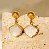 1 Pair Modern Style Simple Style Classic Style Shell Plating Inlay 304 Stainless Steel White Shell 18K Gold Plated Drop Earrings