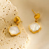 1 Pair Modern Style Simple Style Classic Style Shell Plating Inlay 304 Stainless Steel White Shell 18K Gold Plated Drop Earrings