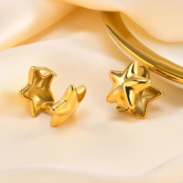 1 Pair Modern Style Simple Style Classic Style Star 201 Stainless Steel Gold Plated Ear Studs