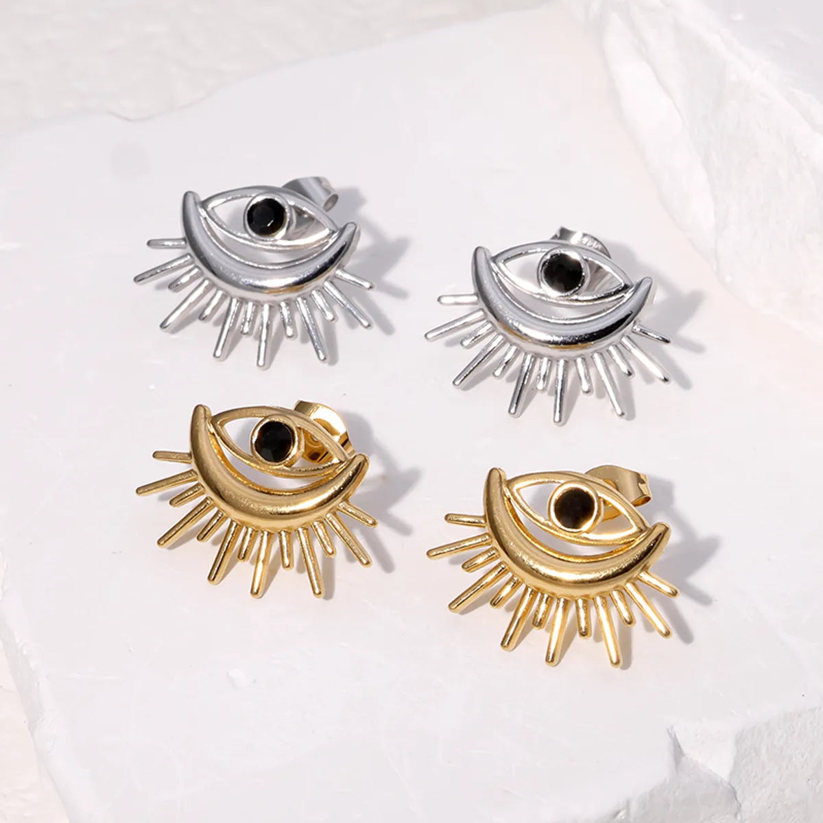 1 Pair Modern Style Simple Style Eye Plating 304 Stainless Steel 18K Gold Plated Ear Studs