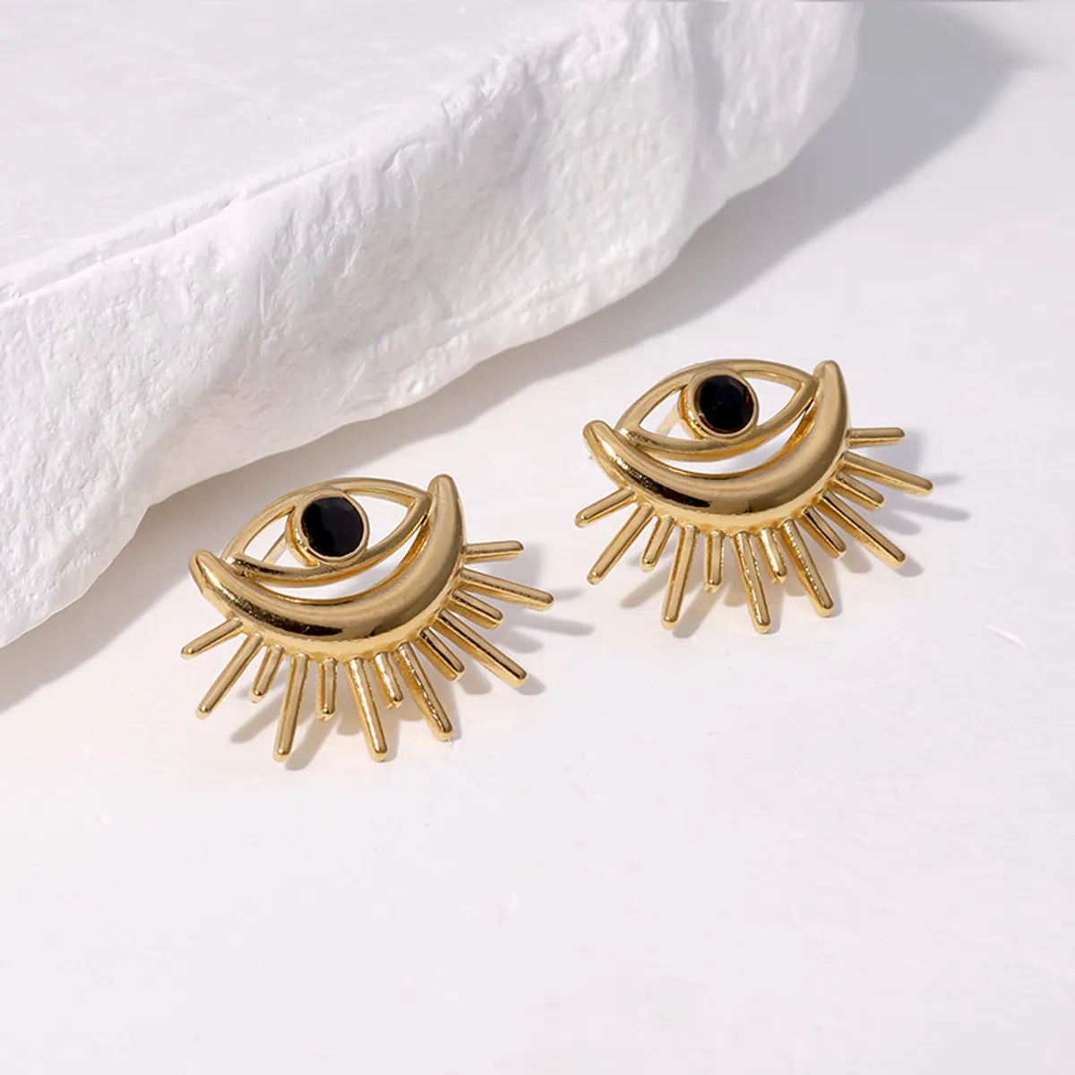 1 Pair Modern Style Simple Style Eye Plating 304 Stainless Steel 18K Gold Plated Ear Studs