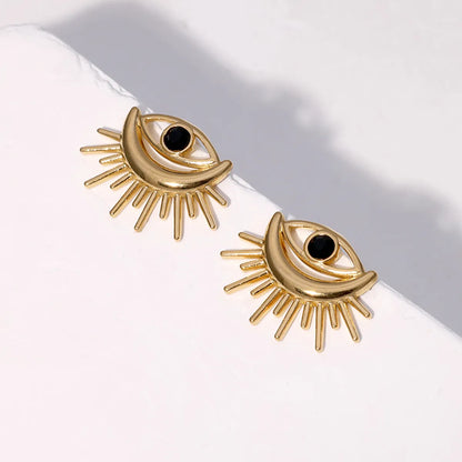 1 Pair Modern Style Simple Style Eye Plating 304 Stainless Steel 18K Gold Plated Ear Studs