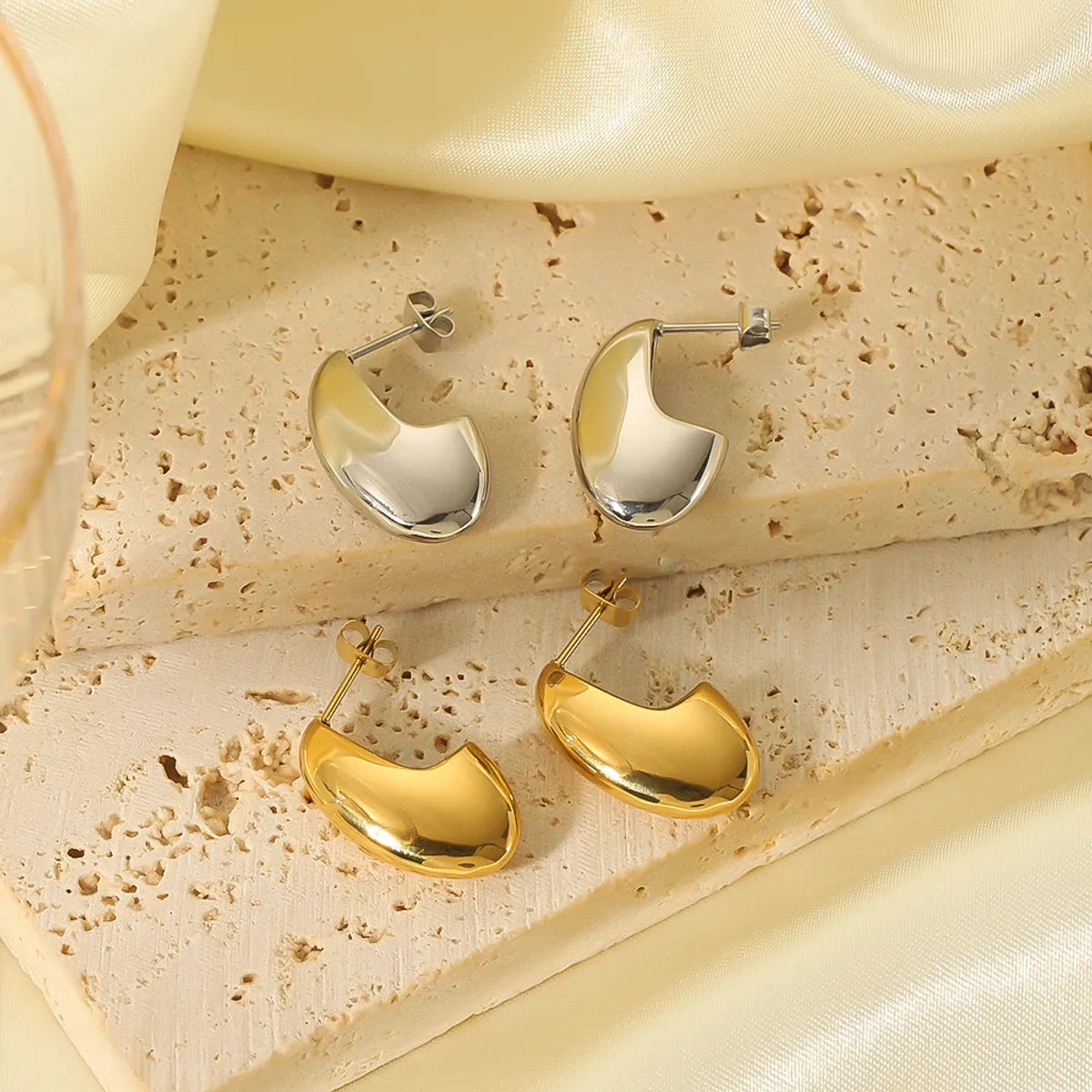 1 Pair Modern Style Simple Style Geometric Stainless Steel 14K Gold Plated Ear Studs