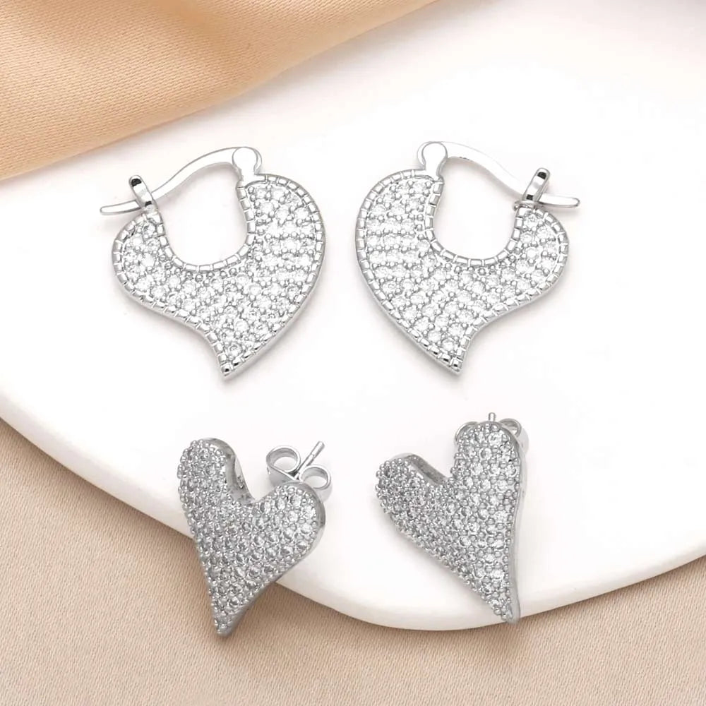 1 Pair Modern Style Simple Style Heart Shape Inlay Copper Zircon 18K Gold Plated Earrings Ear Studs