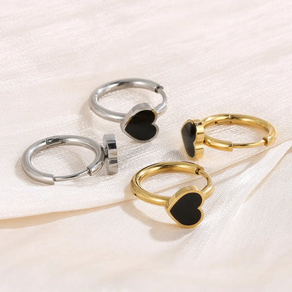 1 Pair Modern Style Simple Style Heart Shape Plating Stainless Steel 18k Gold Plated Hoop Earrings