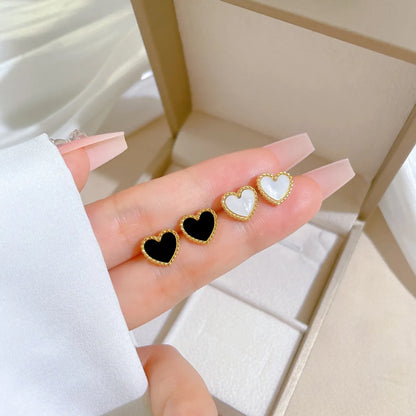 1 Pair Modern Style Simple Style Heart Shape Titanium Steel Ear Studs