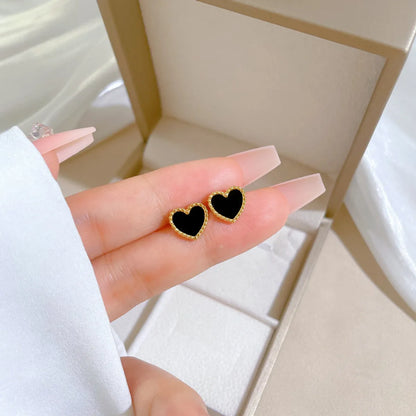 1 Pair Modern Style Simple Style Heart Shape Titanium Steel Ear Studs