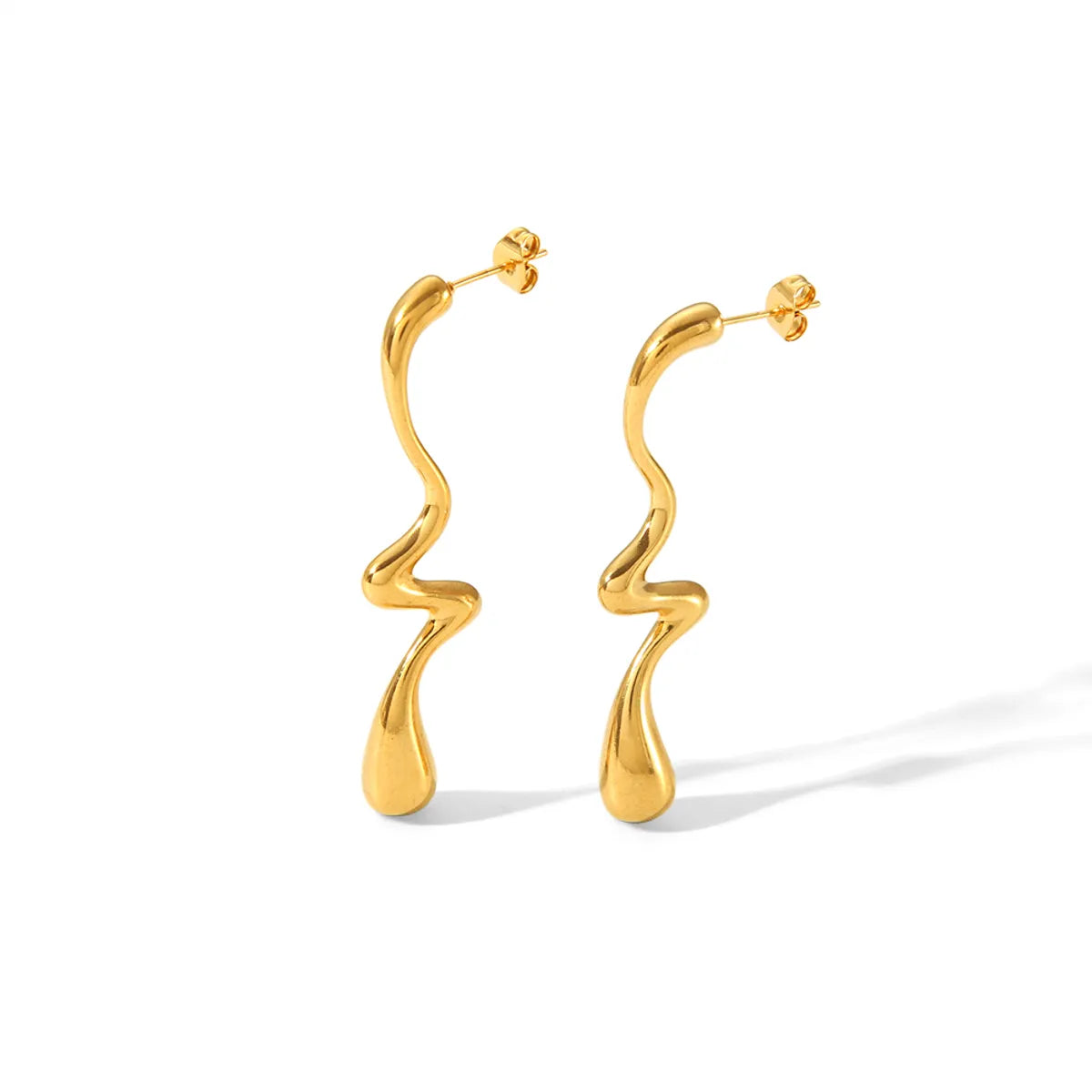 1 Pair Modern Style Simple Style Irregular Geometric Polishing Plating 304 Stainless Steel 18K Gold Plated Ear Studs